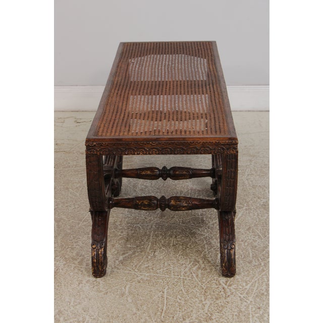 1980s French Louis XIV Double Seat Cane Bench For Sale - Image 5 of 16
