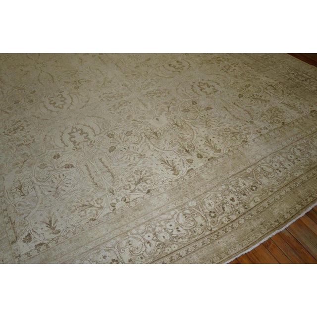 Bauhaus Zabihi Collection Large White Antique Persian Tabriz Rug - 11'8" x 17'5" For Sale - Image 3 of 12