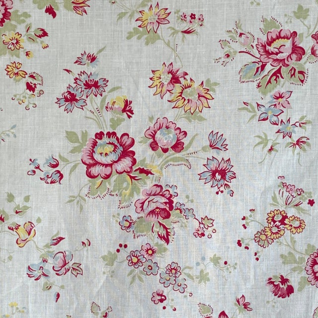 1930s Vintage French Fabric Faded Floral Medium Weight Cotton Chairish
