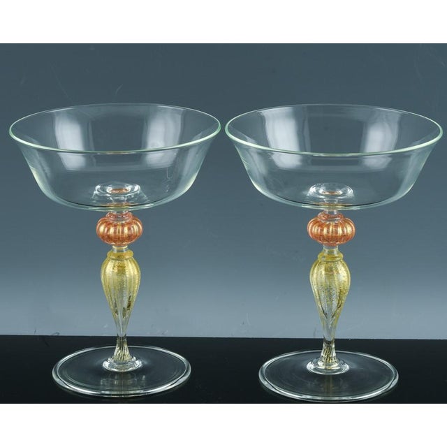 Mid-Century Modern Murano Renaissance-Inspired Art Glass Champagne Coupes-Set of Ten For Sale - Image 3 of 7