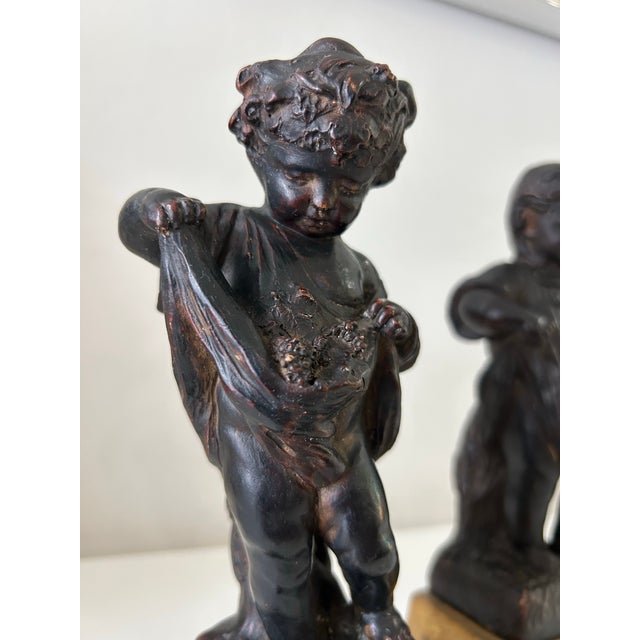 Borghese Antique Italian Borghese Cherubini Putti Figurines - A Pair For Sale - Image 4 of 10