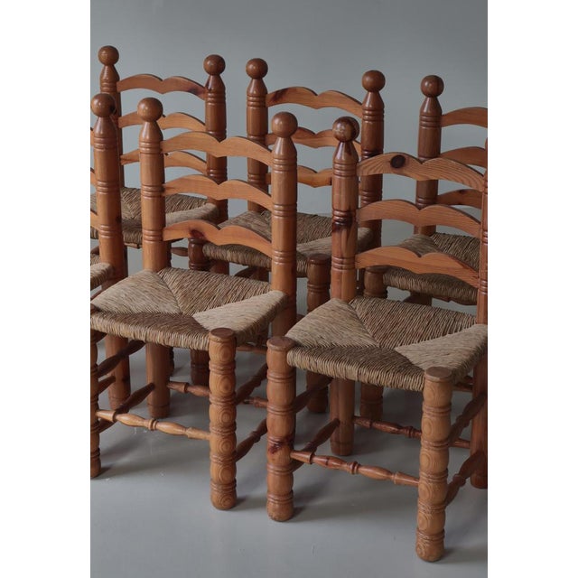 Vintage Swedish Dining Chairs in Seagrass and Pinewood, 1970s, Set of 6 For Sale - Image 6 of 18