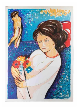 Antonio Masini, Girl, Lithograph, 1970s
