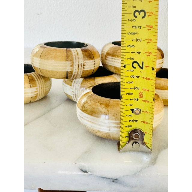 Contemporary Set of Six Carved Bone Napkin Rings | Rustic Elegant Dining Table Decor For Sale - Image 3 of 4