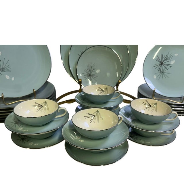 Wood Mid 20th Century Franciscan Masterpiece Extremely Rare 'Silver Pine' 8-Five Pc Place Settings - 40 pcs For Sale - Image 7 of 17