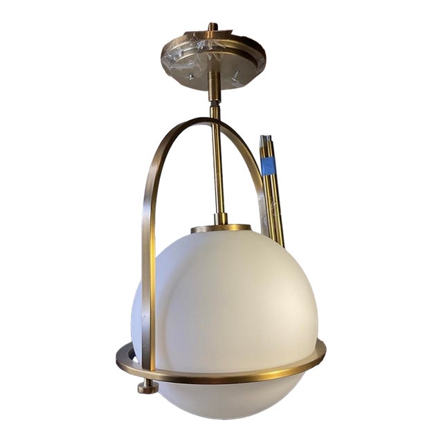 White and Gold Bobble Pendant Light For Sale