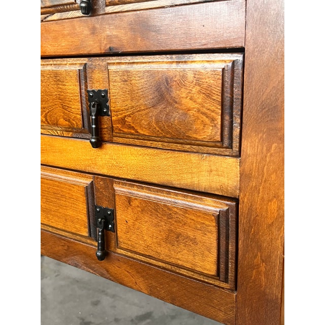 Wood 19th Century Catalan Spanish Carved Walnut Console Sofa Table, Three Drawers For Sale - Image 7 of 9