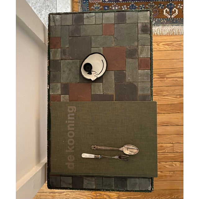 Slate Gray 19th Century French Wrought Iron Table With Slate Top For Sale - Image 8 of 9