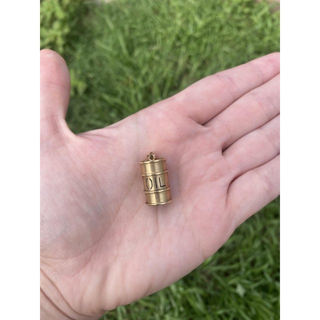 1950s Oil Barrel Charm, 14k Yellow Gold, Length 1 In For Sale In Greensboro - Image 6 of 6