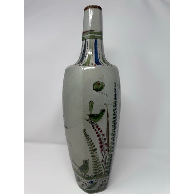 Mid 20th Century Mid 20th Century Monumental Mexican Tonalá Studio Pottery Vase – Hand Painted Birds & Botanical Motif, 17.5” For Sale - Image 5 of 12