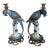 A Pair of Vintage Hollywood Regency Style Blue & White Ceramic Parrot Candle Holders For Sale