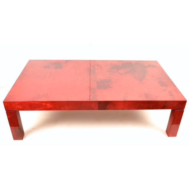 Mid-Century Modern Lacquered Goatskin Cocktail Table in the Style of Aldo Tura, Italy, 1970s For Sale - Image 3 of 13