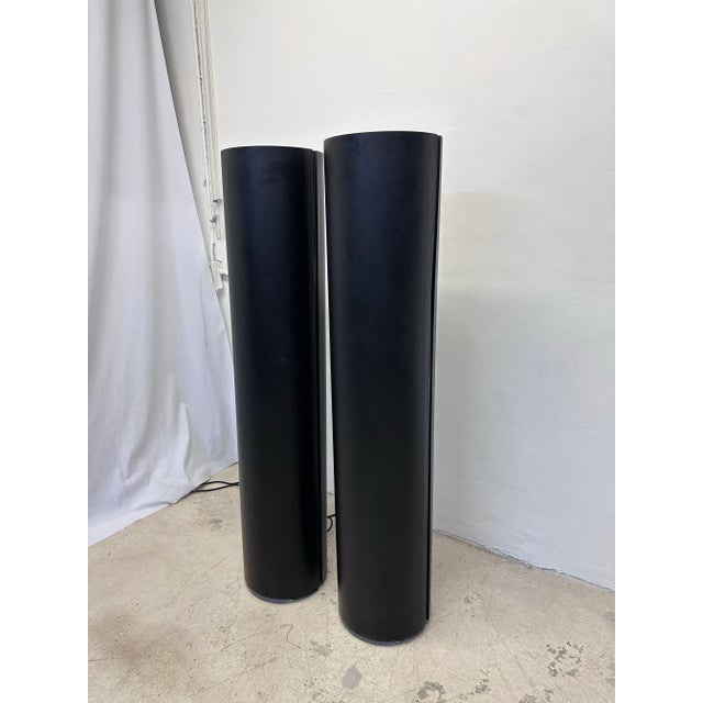 Postmodern Postmodern Black Torchiere Mercury Bulb Floor Lamps - a Pair For Sale - Image 3 of 12