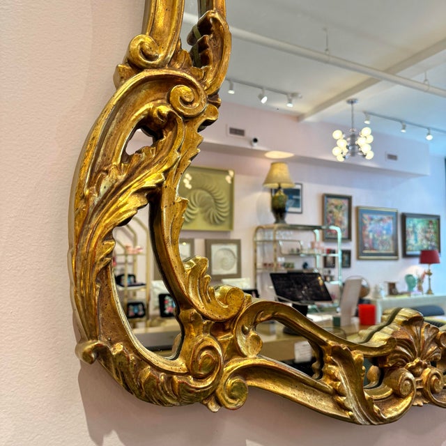 Vintage Large Gold Giltwood Rococo Style Mirror For Sale - Image 11 of 12