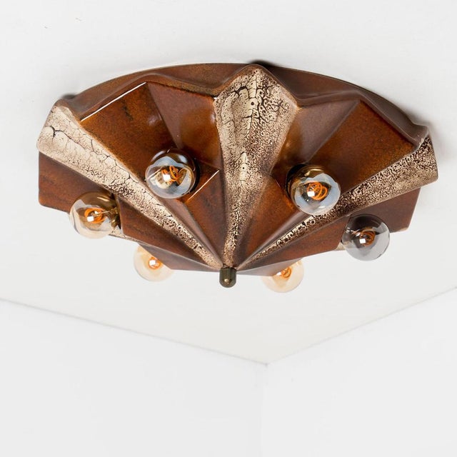 1970s German Caroussel Brown Ceramic Lamp from Pan, 1970s For Sale - Image 5 of 16