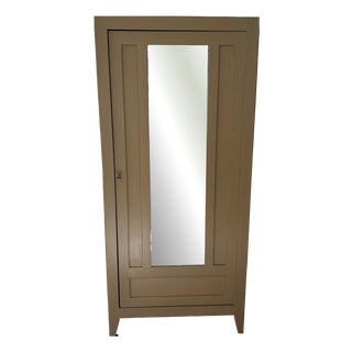 Wardrobe with Mirror in Whisky-Colored Wood For Sale