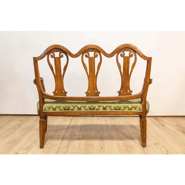 Tuscan 18th Century Walnut Sofa from Villa Fioravanti with Carved Lyre Motifs For Sale - Image 9 of 14