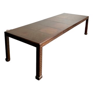 Vintage Boho Henredon Carved Fretwork Extendable Dining Table For Sale