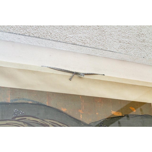 White Set of 2, Tall Antique Japanese Nature Scroll Paintings For Sale - Image 8 of 12