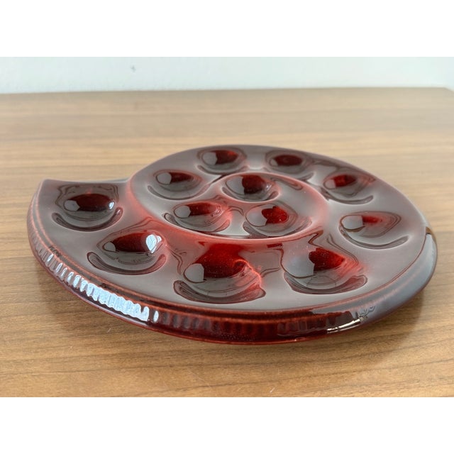 Red French Majolica Snail Appetizer Plate from St. Clement, 1970s For Sale - Image 8 of 11