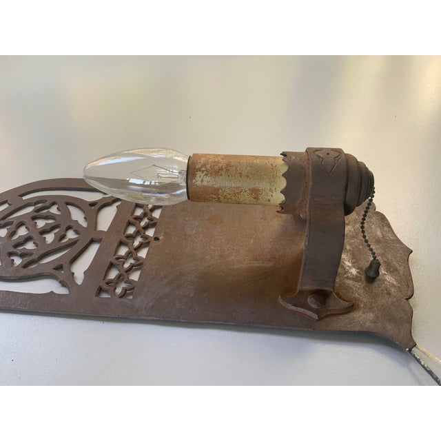 Brown Antique Arts and Crafts Wall Lamps Sconces ~ a Pair For Sale - Image 8 of 12