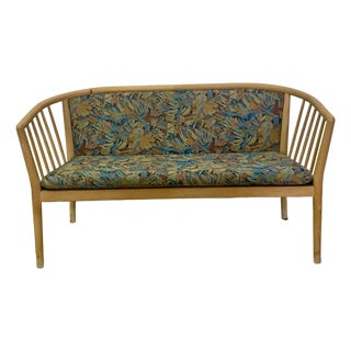 1970s Mid-Century Modern Solid Wood Spindle Back Loveseat For Sale