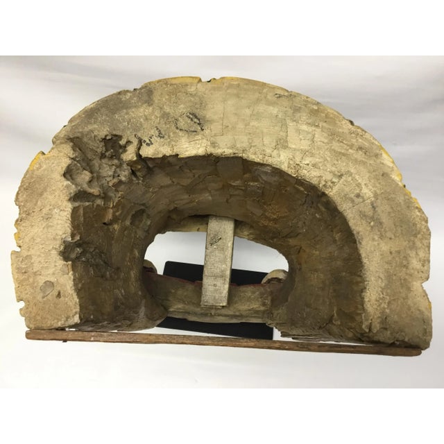 Wooden Mask on Base Red and Yellow For Sale - Image 10 of 11