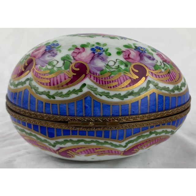 Ceramic Hand-Painted Porcelain Egg For Sale - Image 7 of 8