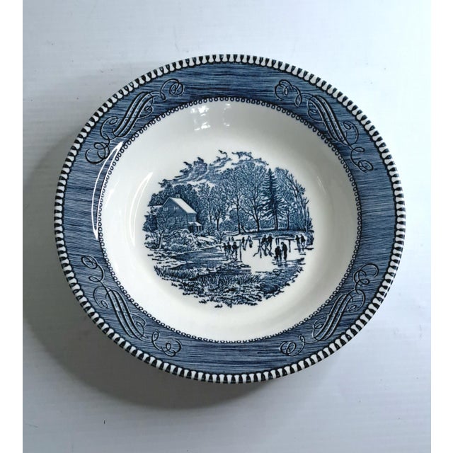 Currier & Ives Blue by Royal 8.5" Rimmed Cereal Soup Bowl Early Winter Set of 10 For Sale - Image 10 of 13