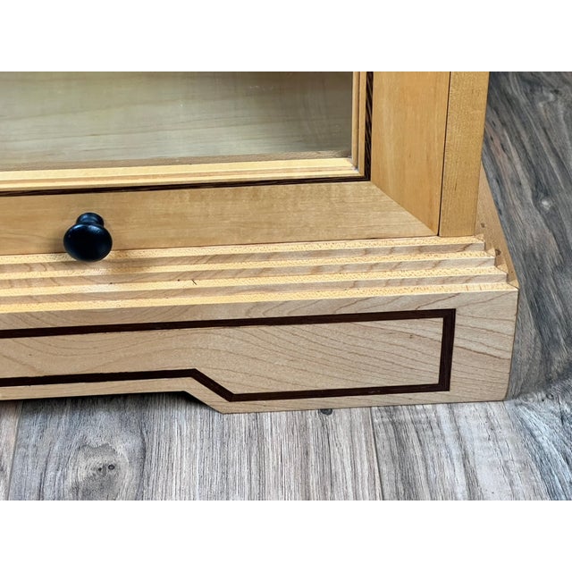 Vintage Bench Made Maple With Wenge Inlay Three Stack Barrister Bookcase For Sale - Image 11 of 11