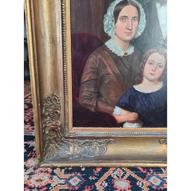 Hermann Heinrich Becker Antique 19th Century Oil Painting Portrait of a Family For Sale - Image 11 of 15