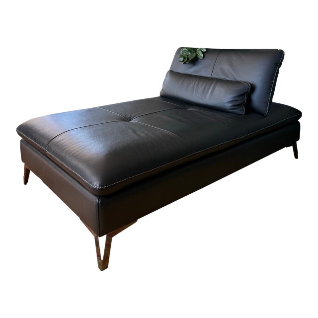 Leather Chaise Lounge by Roche Bobois For Sale