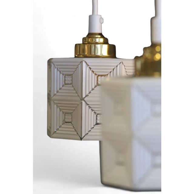 Metal Hanging Window Lamp in White and Clear Glass, 1960s For Sale - Image 7 of 10