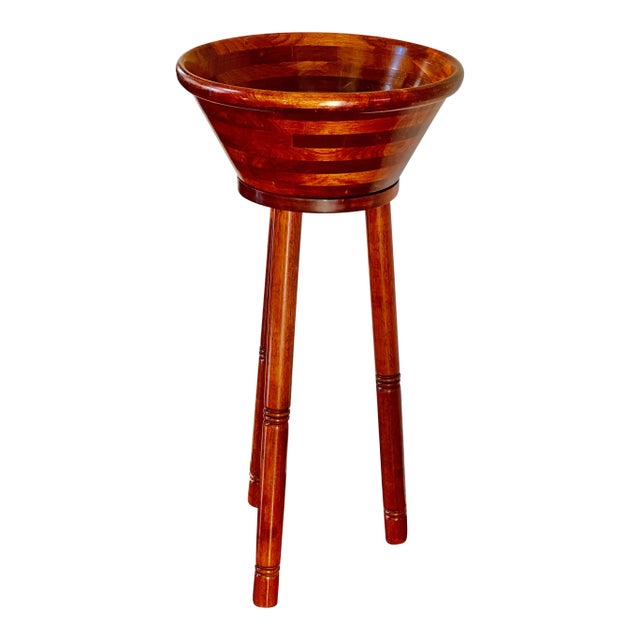 Vintage Rosewood Bowl on Stand, 2 Piece Set For Sale