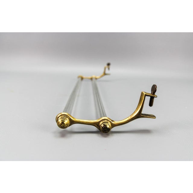 Art Deco French Double Glass Towel Holder with Brass Ends, 1930s For Sale - Image 16 of 18