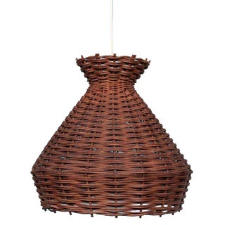Bohemian Hanging Lamp with Braided Vintage Lampshade For Sale