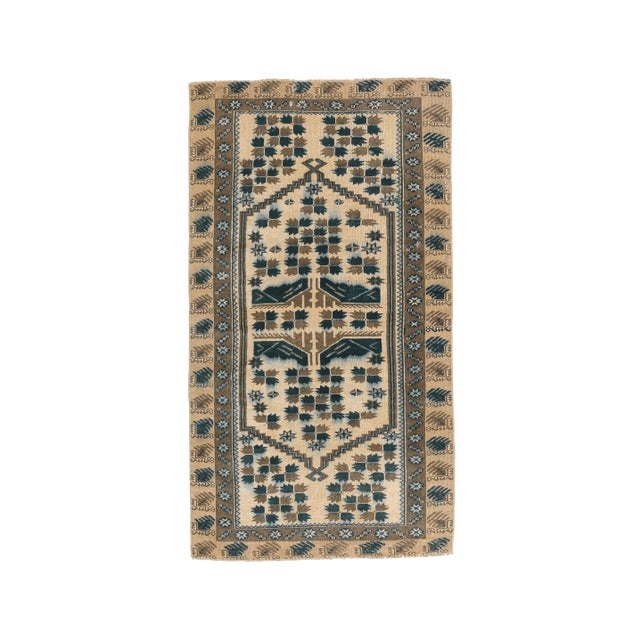 Beige Vintage Turkish Hand-Knotted Rug For Sale - Image 8 of 8