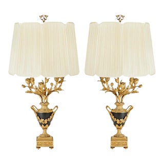 Early 20th Century Gilt Bronze & Patinated Metal Louis XVI Style Lamp For Sale