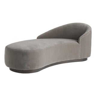Arteriors Home Turner Chaise Sharkskin Velvet Grey Ash, Left Arm For Sale