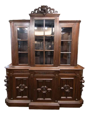 Antique Victorian Hand Carved China Cabinet