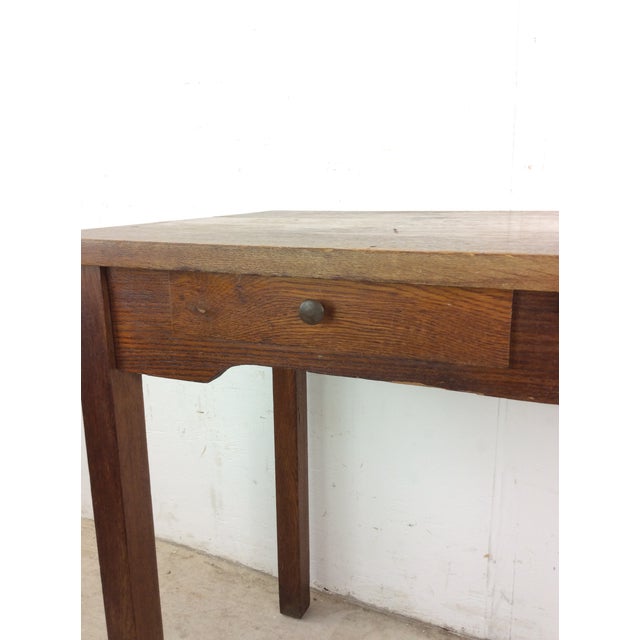 Antique Oak Writing Desk With Drawer and Draw Leaf Surface For Sale - Image 9 of 12