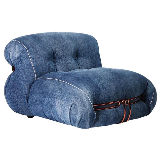 Soriana Denim Crafted Armchair by Afra and Tobia Scarpa for Cassina For Sale - Image 9 of 9