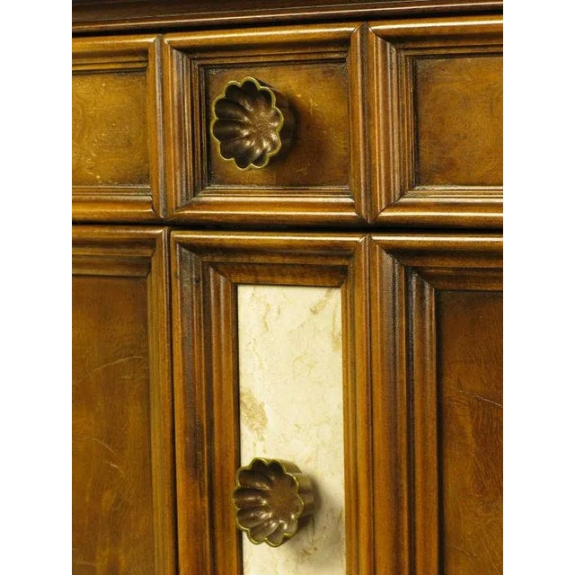 Wood Romweber Figured Walnut & Travertine Regency Night Stand. For Sale - Image 7 of 11