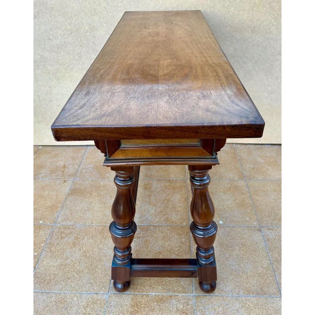 Brown Spanish Console Table with Drawers and Turned Legs, 1920s For Sale - Image 8 of 11