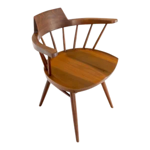 George Nakashima Walnut Barrel Back Captains Dining Chair