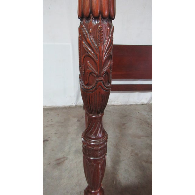 Chippendale 1980s Mahogany Queen Rice Poster Bed Carved For Sale - Image 3 of 7