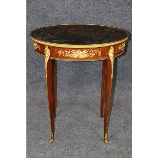 Metal 19th C Louis XV Style Bronze Ormolu Mounted End Table Chinoiserie Coromandel Top For Sale - Image 7 of 14