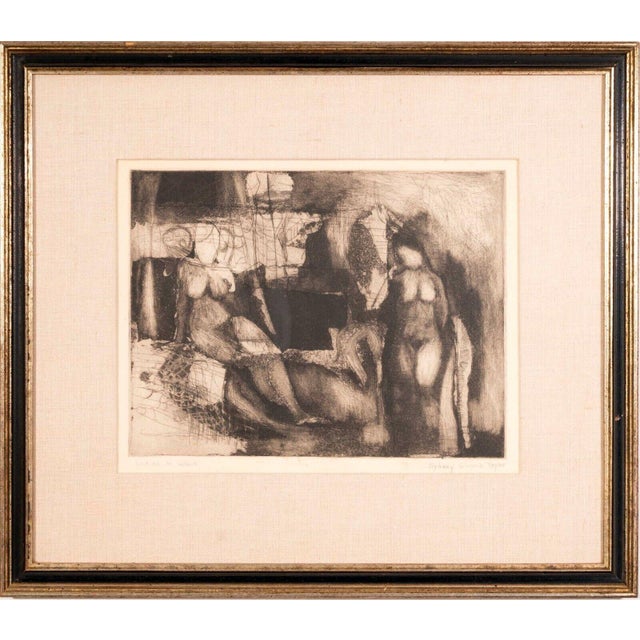 Figurative Sydney Glumb Taylor Ladies in Wait Signed Modern Figurative Etching 1/6 Framed For Sale - Image 3 of 10