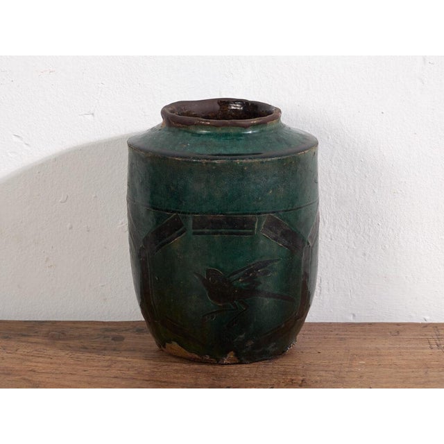 Antique Glazed Ceramic Vase For Sale - Image 6 of 7