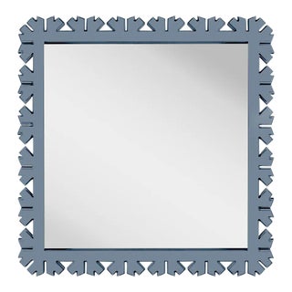 Fleur Home Audubon Bamboo Sticks Square Mirror in Bachelor Blue, 50.5x50.5 For Sale